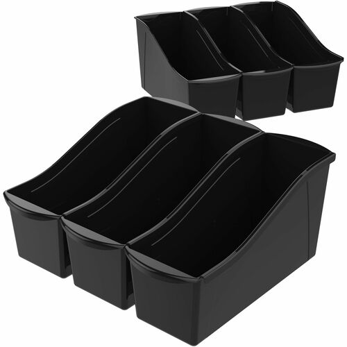 Storex Industries Corporation Large Book Bin, 5-3/10"Wx14-3/10"Lx7"H, 6/CT, Black