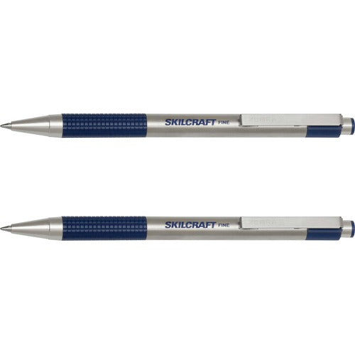 SKILCRAFT Ballpoint Pens, Stainless Steel Barrel, 0.7mm, 2/PK, BE Ink