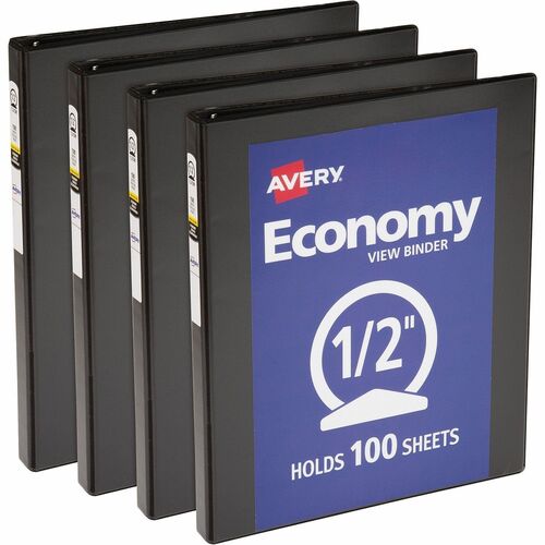 Avery View Binder, 1/2" Round Rings, Economy, 11"x8-1/2", 4/BD, BK