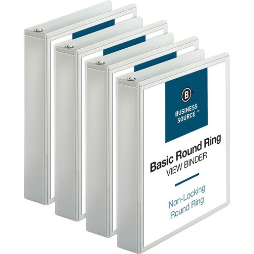 Business Source View Binders, w/ 2 Inside Pockets, 1-1/2" Capacity, 4/BD, WE