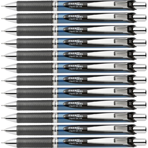 Pentel Gel Pen,Retract/Refillable,Needle Tip,0.5mm,12/BX,BK Ink