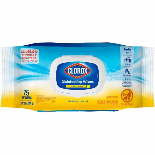 Clorox Company Disinfecting Wipes, Crisp Lemon, 75 Wipes, White