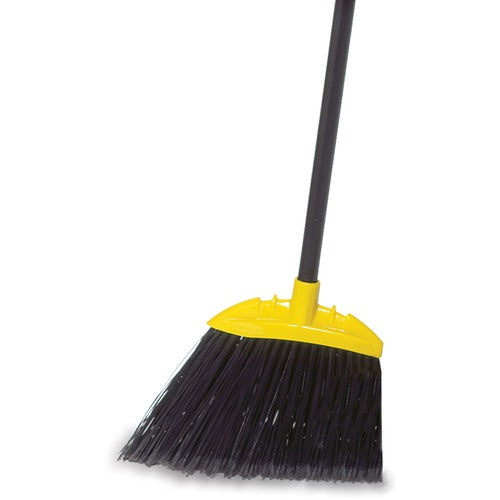Rubbermaid Commercial Products Broom, Angled Bristles, Metal Handle, Jumbo, 10"W, BK/YW