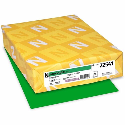 Wausau Papers Copy Paper, 24 lb, 8-1/2"x11", 500 Sheets, Gamma Green