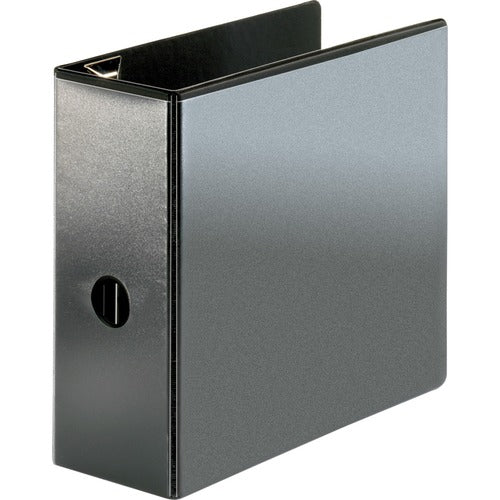 Business Source View Binder, Locking D-Ring, 5" Capacity, Letter, Black