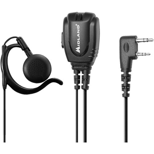 Midland Radio Corp Headset, w/ PTT Mic, Over-the-Ear, 1/2"Wx40"Lx1/2"H, Black