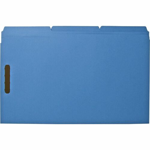 Business Source Fastener Folders,w/2-Ply Tab,1/3 AST Tab,Lgl,50/BX,Blue