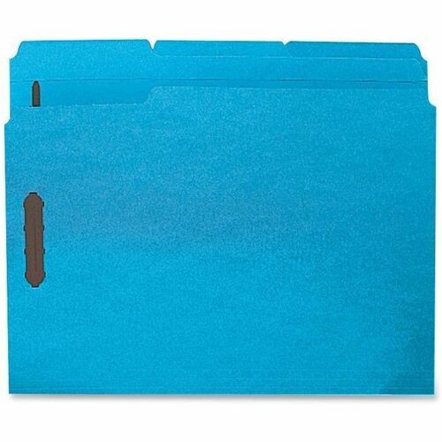 Business Source Fastener Folders,w/2-Ply Tab,1/3 AST Tab,Ltr,50/BX,Blue