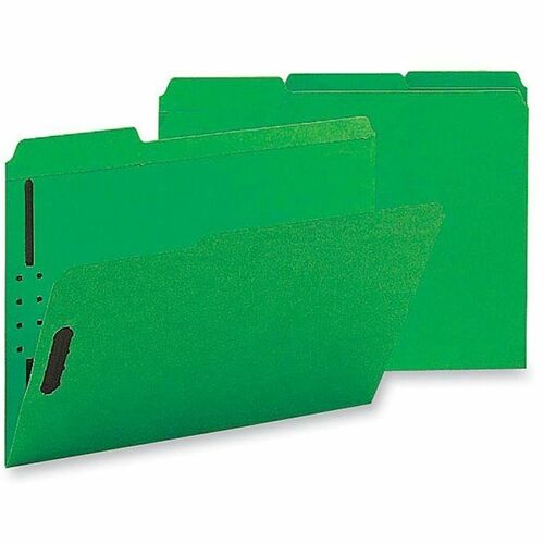 Business Source Fastener Folders,w/2-Ply Tab,1/3 AST Tab,Ltr,50/BX,Green