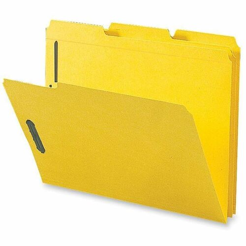 Business Source Fastener Folders,w/2-Ply Tab,1/3 AST Tab,Ltr,50/BX,Yellow
