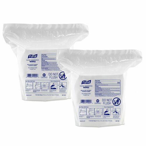 Gojo Hand Sanitizing Wipes, 5"x7", 1700/BG, 2/CT, WE-GOJ921702