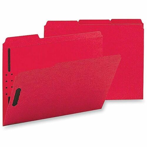 Business Source Fastener Folders,w/2-Ply Tab,1/3 AST Tab,Ltr,50/BX,Red