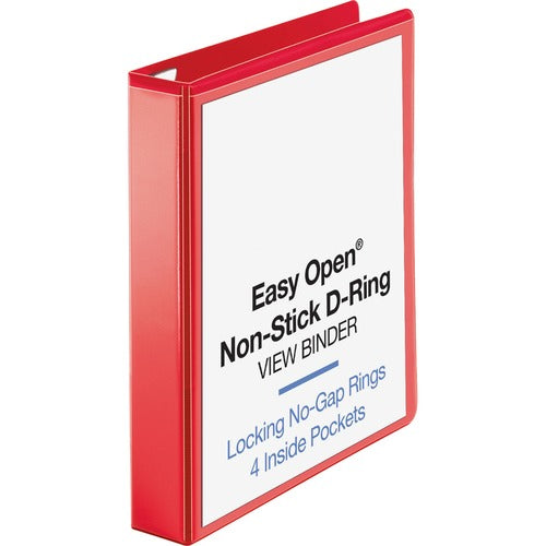Business Source View Binder, D-ring, 1-1/2" Capacity, 8-1/2"x11", Red