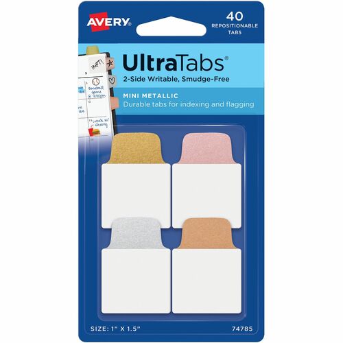 Avery Tabs, Repositionable, 2-Sided, 1"x1-1/2", 40/PK, AST
