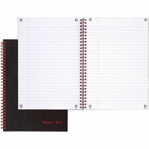 Black N' Red/John Dickinson Hardcover Notebook, Twin Wire, Margin/Perf, 9-7/8"x7", BK/RD