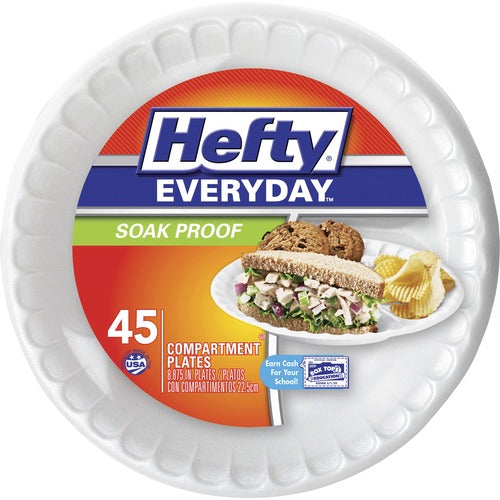 Reynold Food Packaging Plates, Foam, 3-Section, Soak-Proof, 8-7/8", 45/PK, WE
