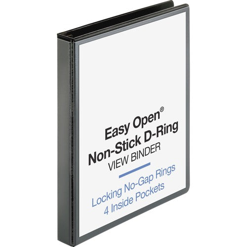 Business Source View Binder, Locking D-Ring, 1" Capacity, Letter, Black