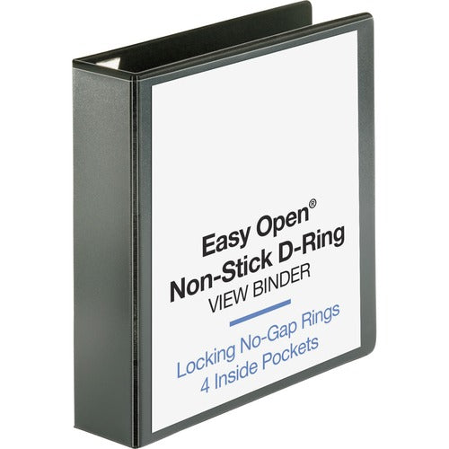 Business Source View Binder, Locking D-Ring, 2" Capacity, Letter, Black