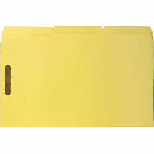 Business Source Fastener Folders,w/2-Ply Tab,1/3 AST Tab,Lgl,50/BX,Yellow