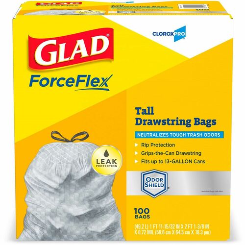 Clorox Company Trash Bags,Tall/Kitchen,13 Gal,0.72mil,100/BX,78 BX/BD,WE