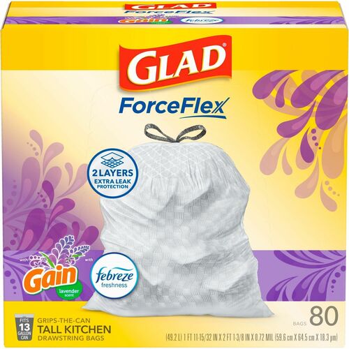 Clorox Company Trash Bags,Tall,Lavender,13Gal, 0.78mil,80/BX,120 BX/BD, WE
