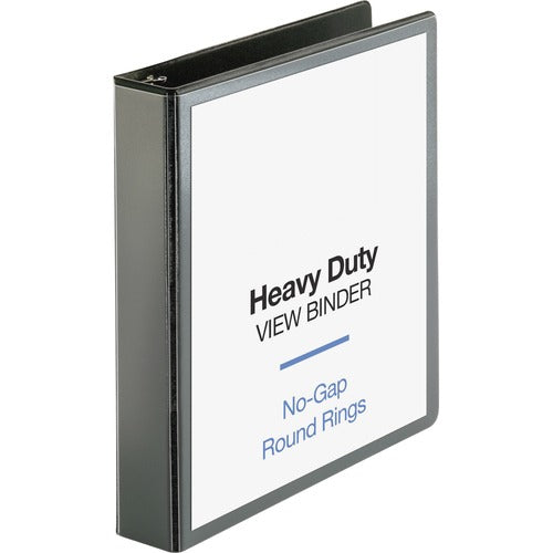 Business Source View Binder, Round Ring, 1-1/2" Cap, Letter-size, Black