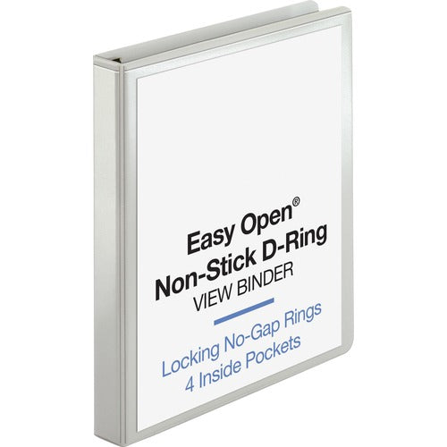 Business Source View Binder, Locking D-Ring, 1" Capacity, Letter, White