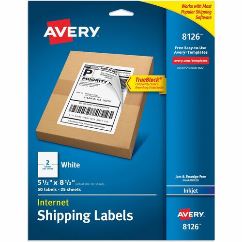 Avery Shipping Labels,Inkjet,5-1/2"x8-1/2",50/PK,WE
