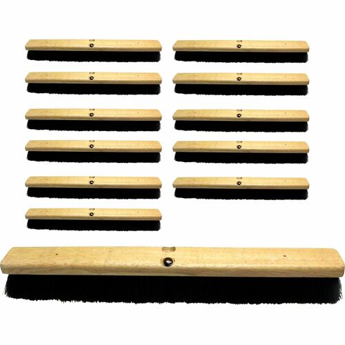 Genuine Joe Push Broom, Tampico/Hardwood, 24", 12/CT, Black/Brown-GJO99655CT