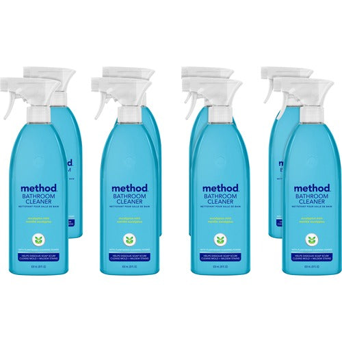 Method Products Bathroom Cleaner, Eucalyptus, Spray, 28oz, 8/CT, Blue