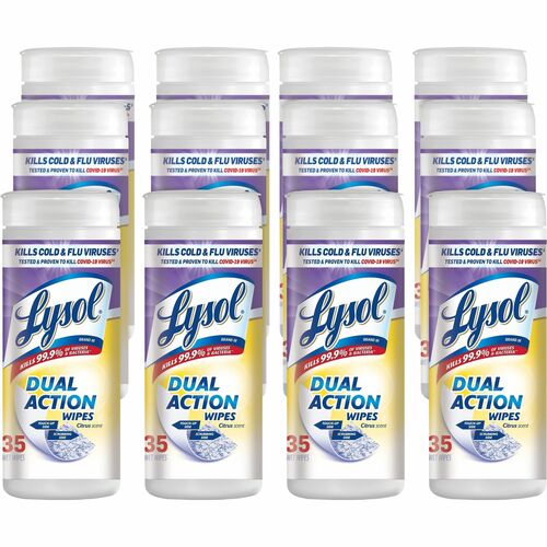 Reckitt Benckiser Wipes, Disinfecting, Dual Action, Citrus, 35/Can, 12/CT, WE
