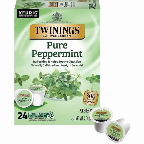 Twinings Herbal Tea, Pure Peppermint, K-Cup, 72 g, 24/BX, MULTI
