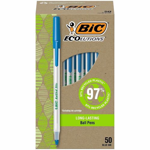 Bic Pen,Ballpoint,Stick,1.0mm,50/BX,Semi-CL Barrel/Blue Ink