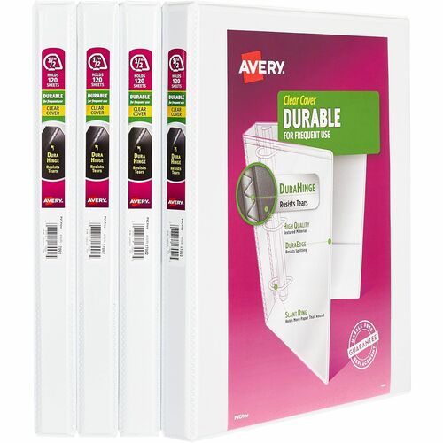 Avery View Binder,DuraHinge,Slant Ring,1/2" Cap,Letter,4/CT,WE
