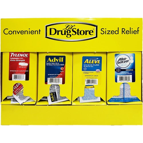 LIL' Drug Store Drug Dispenser,f/PainRelief,4 Meds,15-3/2"x2-1/4"x10-3/4",YW