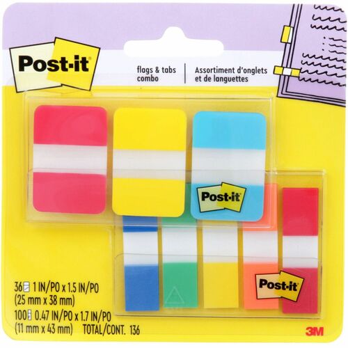 3M Adhesive Tabs/Flags, Combo, 136/PK, MI
