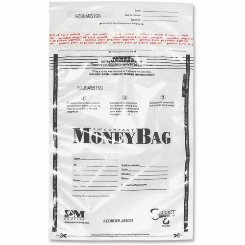 Iconex LLC Disposable Money Bag, Plastic, 9"x12", 100/PK, Clear