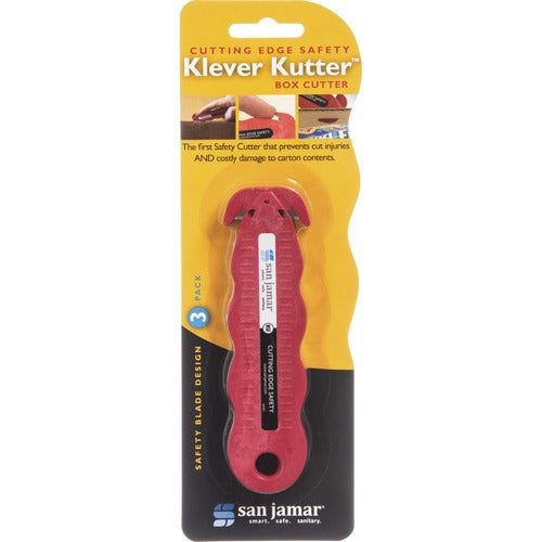 San Jamar Carton Opener, Disposable, 2-4/5"Wx1/2"Lx8-3/10"H, 3/PK, Red