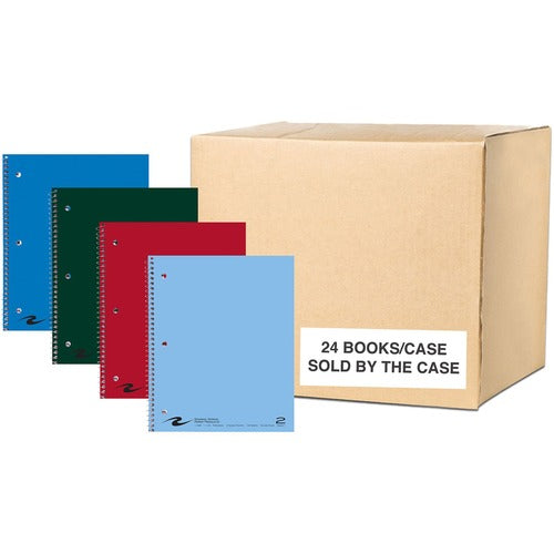 Roaring Spring Paper Products Notebook,2Subj,3HP,College-Rld,100Sht,9"x11",24/CT,AST