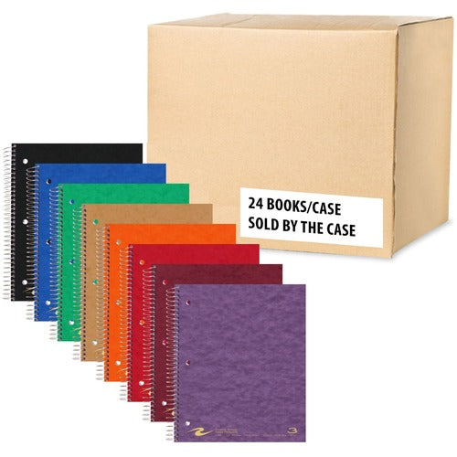 Roaring Spring Paper Products Notebook,3Subj,3HP,College-Rld,120Sht,9"x11",24/CT,AST