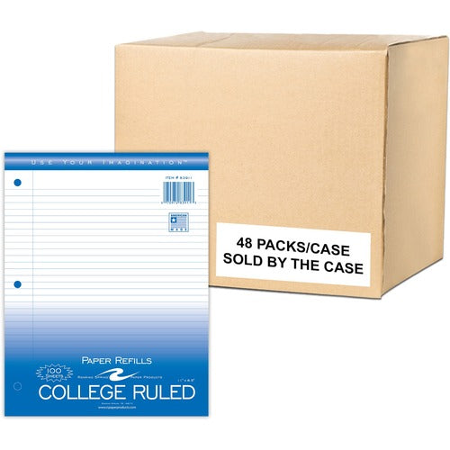 Roaring Spring Paper Products Filler Paper,College-Rld,3HP,8-1/2"x11",100Sht/PK,48PK/CT,WE