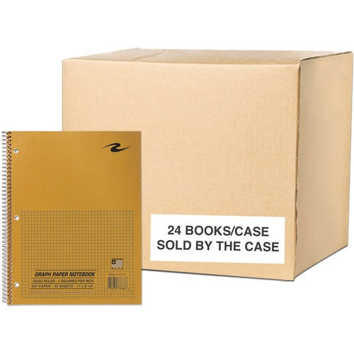 Roaring Spring Paper Products Notebook,Wire,4x4 Rld,3HP,8-1/2"x11",50 WE Sht,24/CT,BN