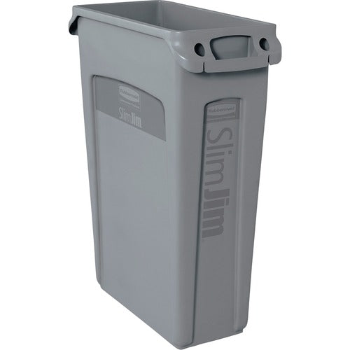 Rubbermaid Commercial Products Waste Container,Slim Jim,Vented,23 Gal,22"x11"x30",4/CT,GY