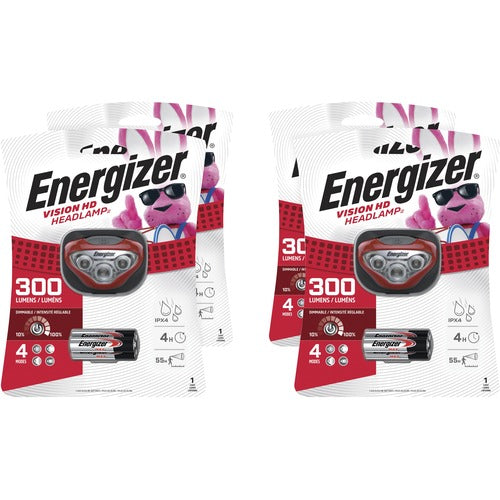 Eveready Battery Co Inc LED Vision HD Headlight, 300 Lumens, 4/CT, Red-EVEHDB32ECT
