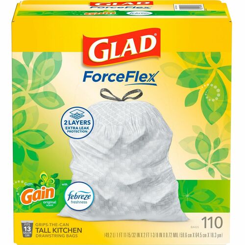 Clorox Company Trash Bags,Drwstrng,13 Gal,33-3/4'x25-3/8'x.72mil,110/BX,WE