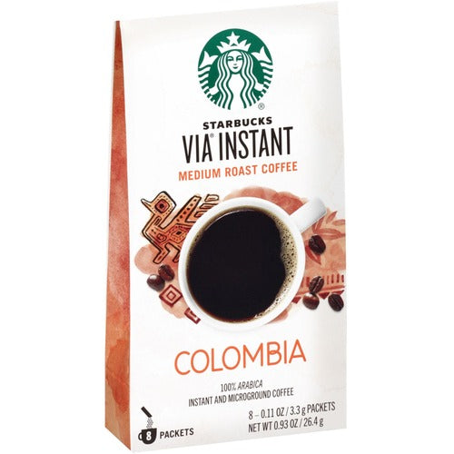 Starbucks Coffee Packets, Single Serve, 3.3 grams, 8/BX, Colombia
