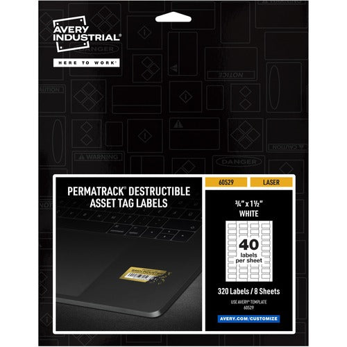 Avery Asset Tag, Destructible, Laser, 3/4"x1-1/2",320/PK,5/CT,WE