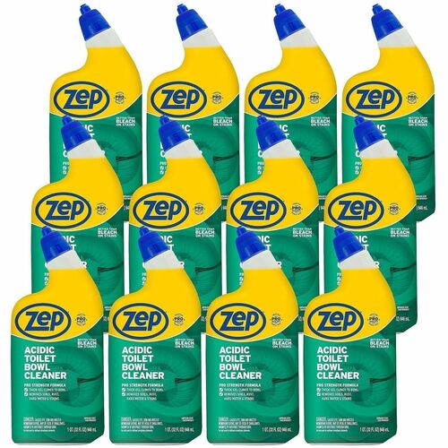 Zep Commercial Toilet Bowl Cleaner, Acidic, 32oz., 12/CT, Blue