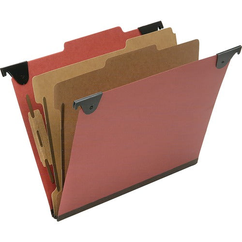 SKILCRAFT Hanging File Folder,25 Pt,2 Div,1" Cap,Letter,10/BX,RD