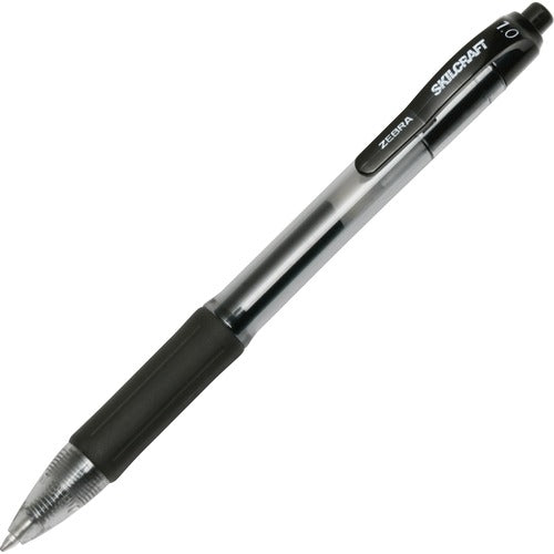 SKILCRAFT Gel Pen, Retractable, Bold Pt, 1 DZ, Black Ink/Accents